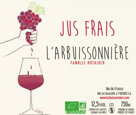 [BEA/Arbuissonnière/Jus frais Gamay/rouge/2024] Jus frais de l'Arbuissonnière 2024 Gamay (75) vin de France